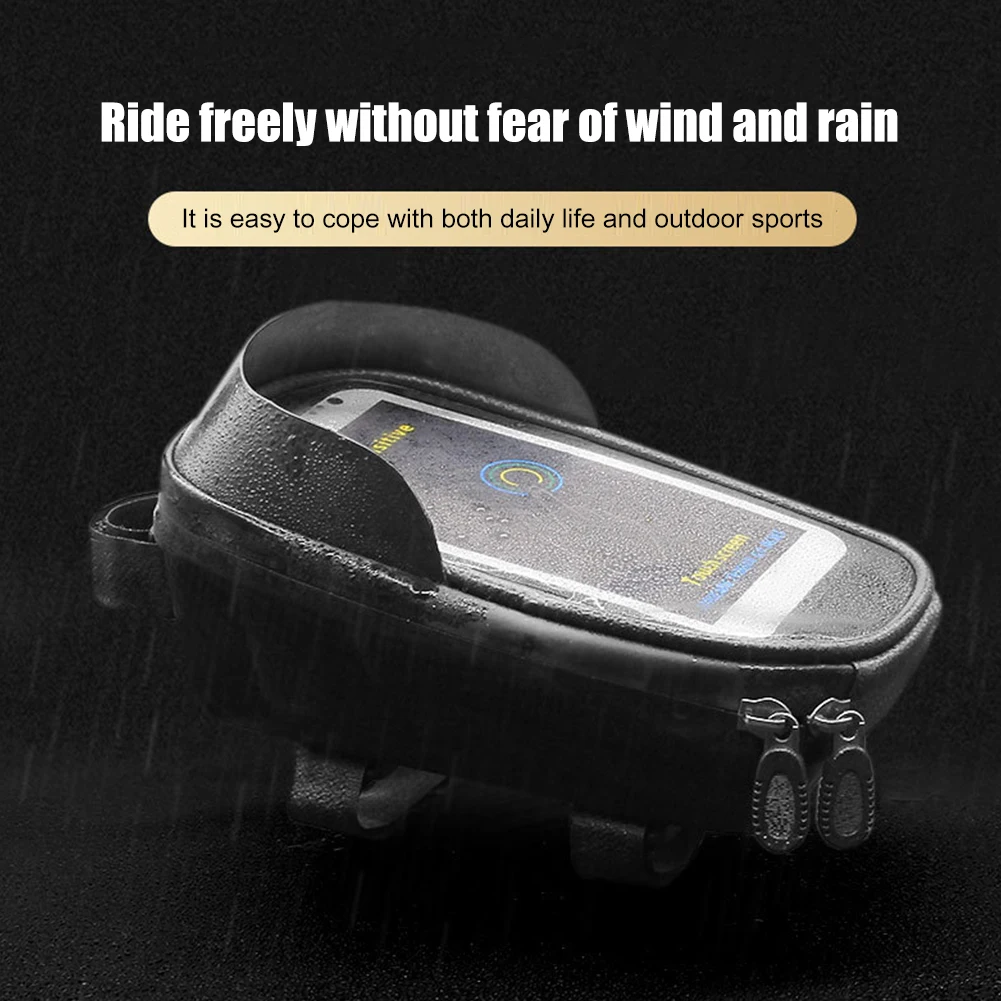 

1L Bike Cell Phone Pouch Bike Front Tube Bag Touch Screen Bicycle Front Frame Bag Large Capacity for Screen Below 6.5 Inch