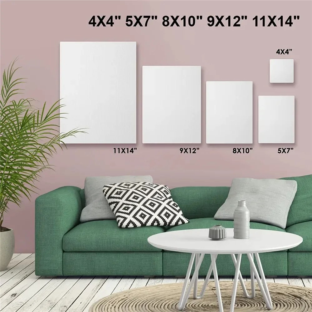 4 Stück/Packung, professionelle gespannte Leinwand, grundiert, weiß, 100 % Baumwolle, Leinwandbretter zum Gießen von Acryl, Ölfarbe, trockene und nasse Kunstmedien – Detail 5