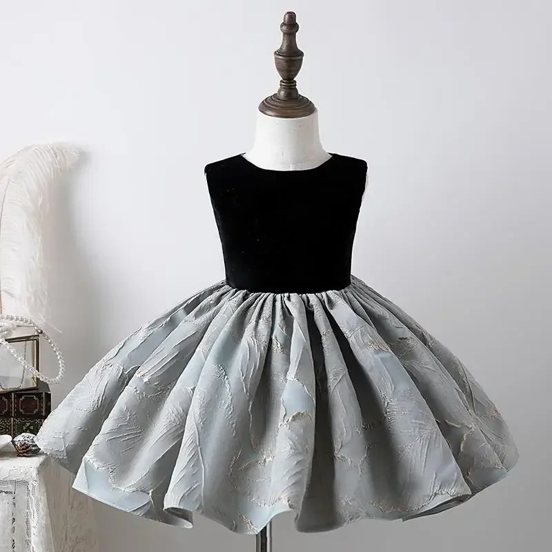 Elegant Dress for Girl Kids Sleeveless Print Evening Weddings Party Dresses for Baby Girls Children Princess Ball Gowns Vestidos