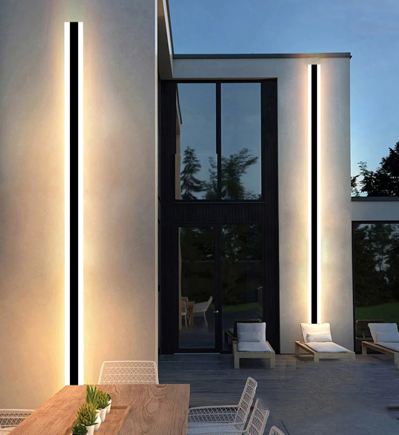 Imagem -04 - Lâmpada de Parede Led Impermeável Longa Lâmpada de Parede Exterior Luz de Alumínio Ip65 Garden Villa Porch Sconce 110v 220v