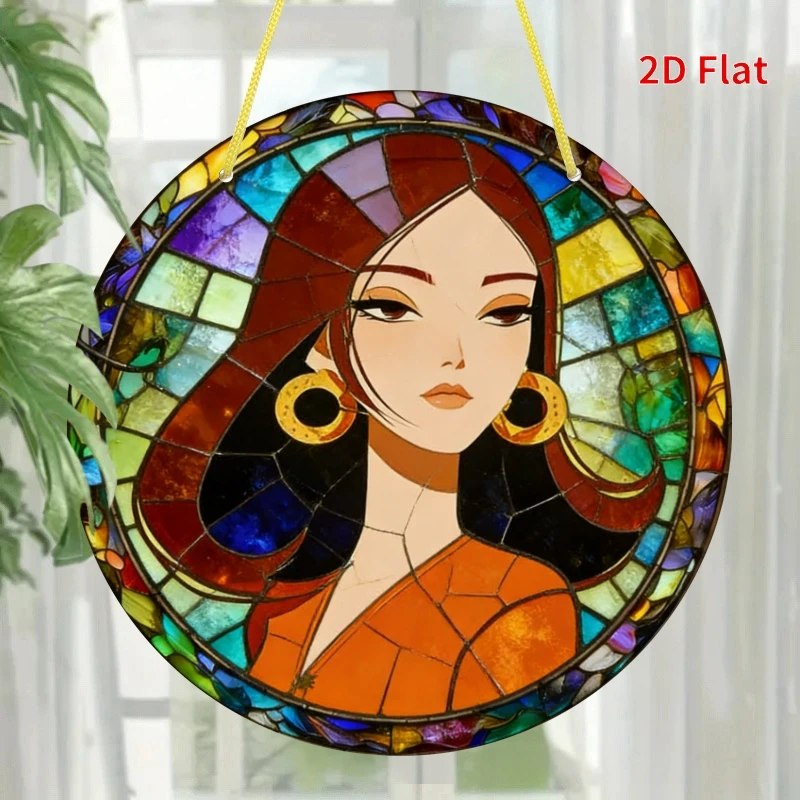 

2D Flat - [2D Flat] 1 шт. акриловый круглый кулон размером 20,32x20,32 см, подходит для украшения окон, декора стен в комнатах, сада и т.д.