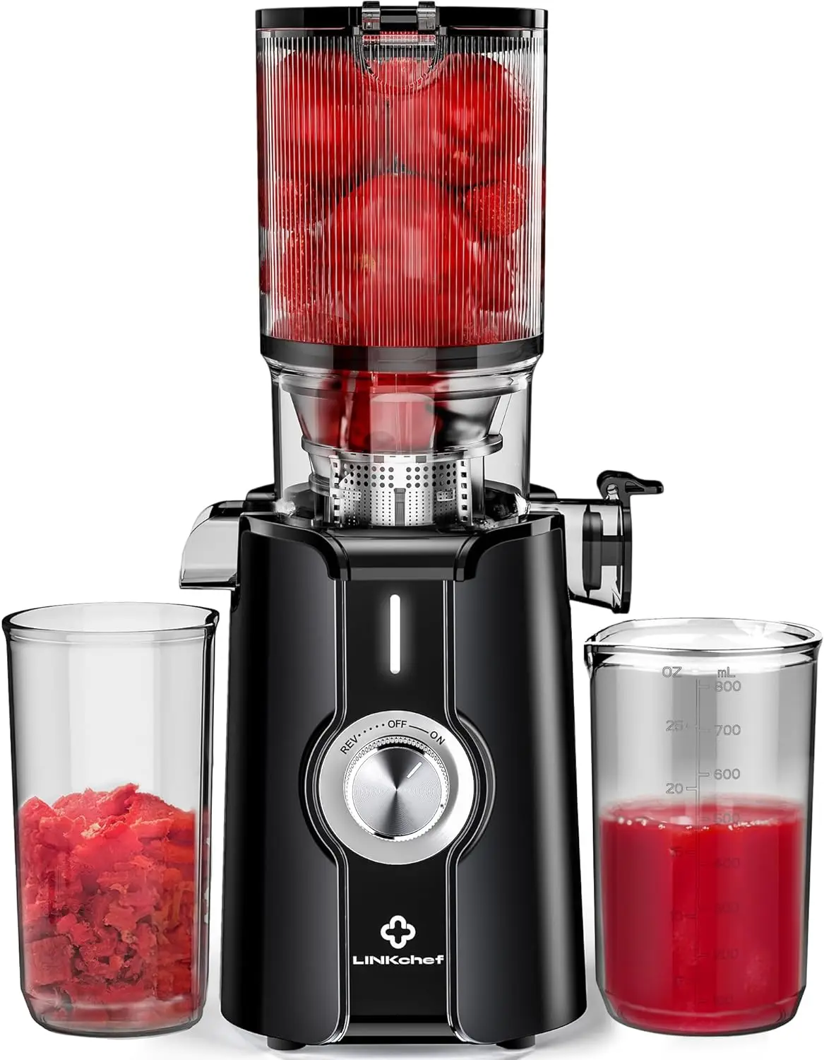 

Cold Press Juicer with No-Prep 4.35" Feed Chute Fit Whole Fruits & Vegetables Juicer Machine Easy to Clean