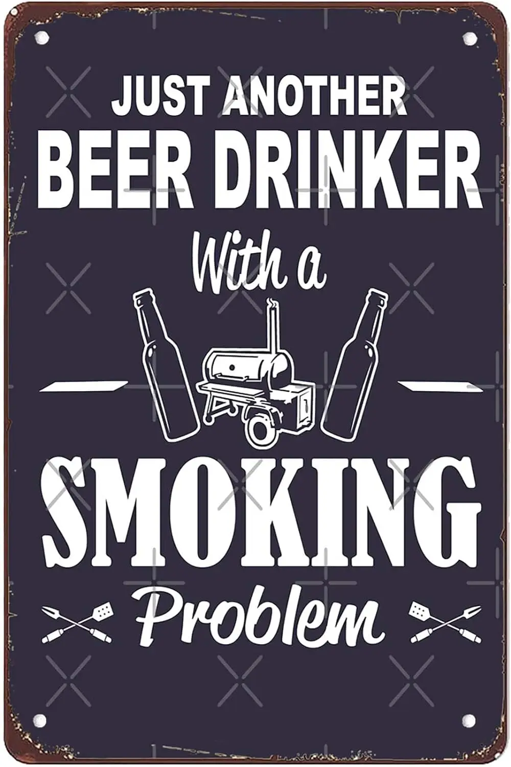 Funny Vintage Home Decor 8x12inch-Just another beer drinker with a smoking problem tin sign Bedroom Man Cave Bar Kitchen