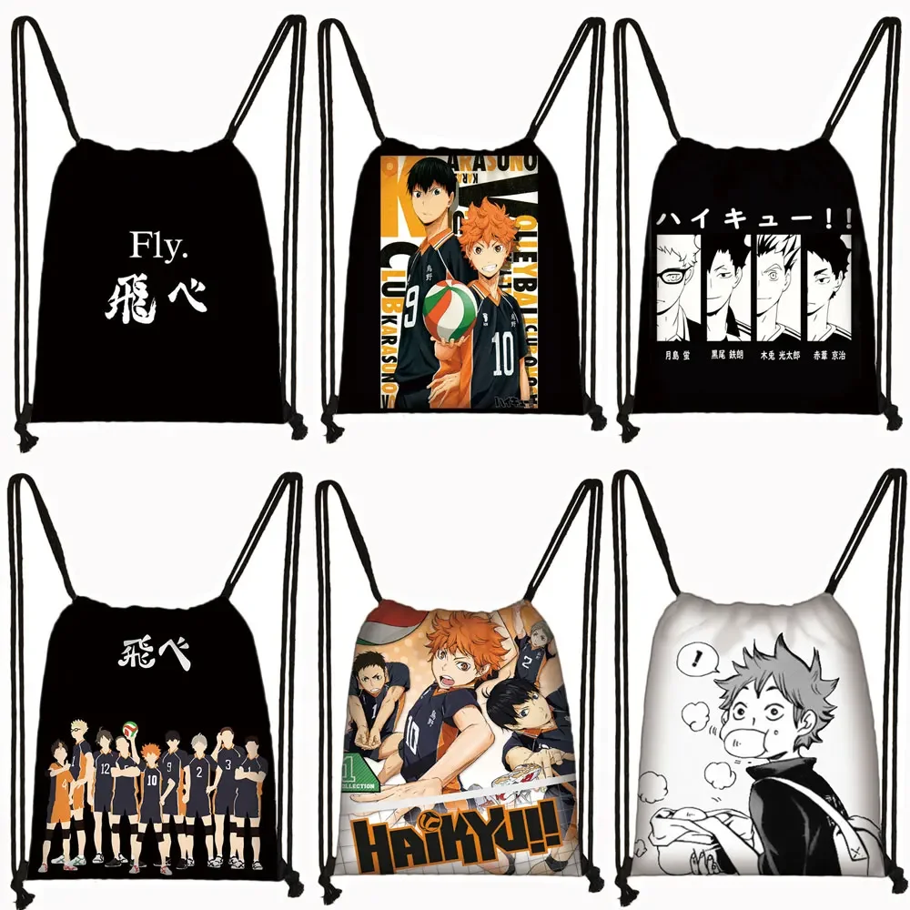 Anime Haikyuu! Drawstring Bag Oya Oya Oya Haikyuu Backpack Hinata Shoyo Hinata Fly High Storage Travel Bags Girl Shoulder Bag