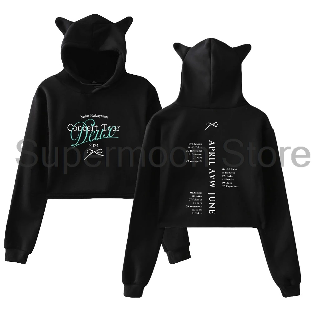 

Miho Nakayama Concert Tour 2024 Memorial Hoodie Female Cat Ears Hooded Sweatshirts Long Sleeve Crop Top Women's Clothes