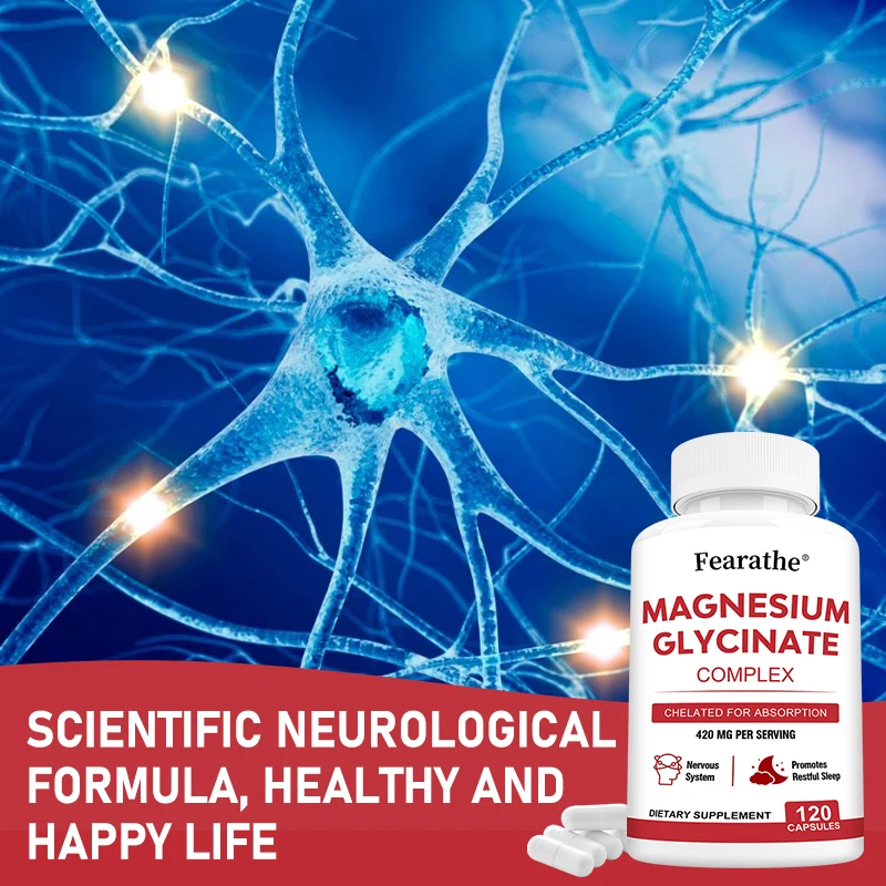 Magnesium Glycinate Complex Chelate for Enhanced Absorption 420 mg - Nervous System Support Bone, Healthy Muscle, Energy Support