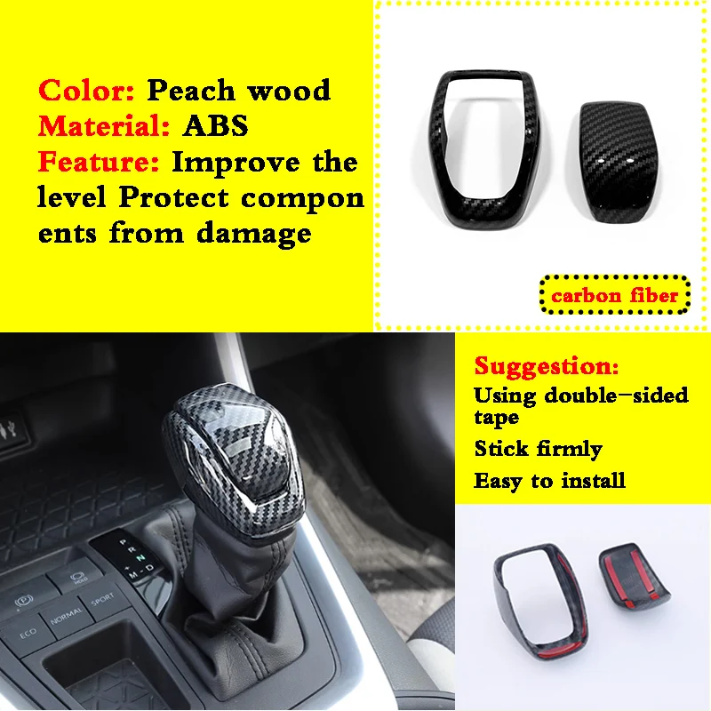 For Toyota RAV4 Accessories ABS Carbon fibre Car gear shift lever knob handle Cover Trim Sticker styling Accessories 1 Pcs