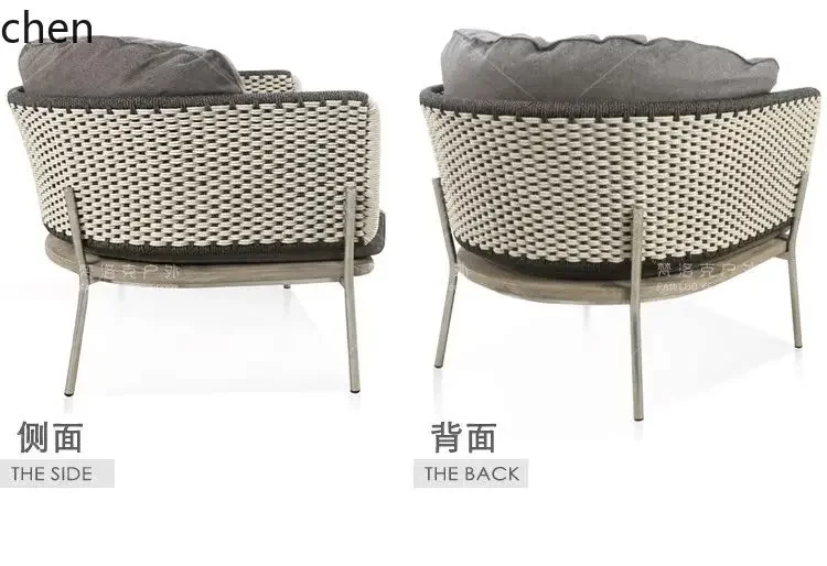 ZML Outdoor Sofa Rattan Chair Sales Office Outdoor Sunroom Courtyard Leisure Woven Rattan Sofa