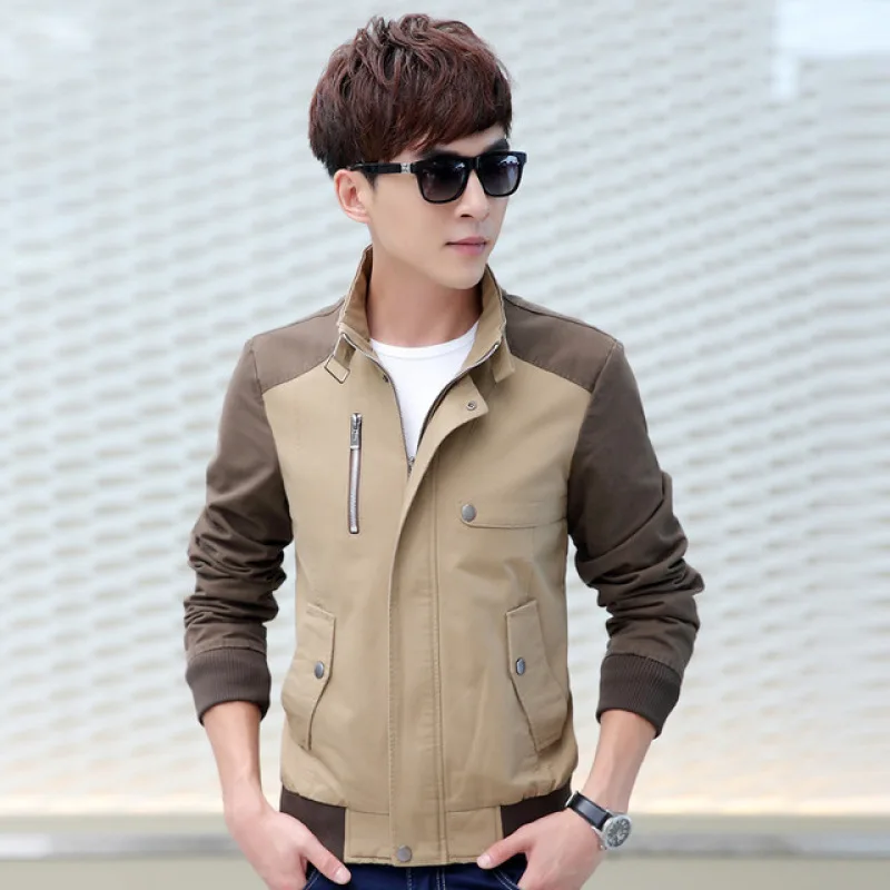 

Men's Jacket Spring Autumn Fashion Overcoat 2019 New Arrival Stand Collar Slim Casual Style Whole Sale 3 Colors ZW1822