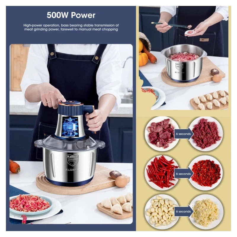 مفرمة لحم منزلية بخمس سرعات من الفولاذ المقاوم للصدأ، لحم مطحون، فواكه وخضروات، خلاطات مطبخ كهربائية، محضر طعام