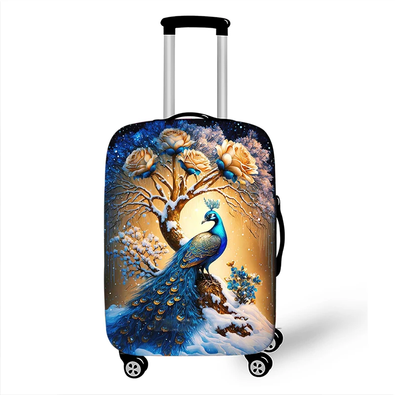 Fantasy Peacock Flowers Luggage Cover Travel Fashion Accessories Anti-dust Suitcase Protective Covers Elastic Trolley Case Cover