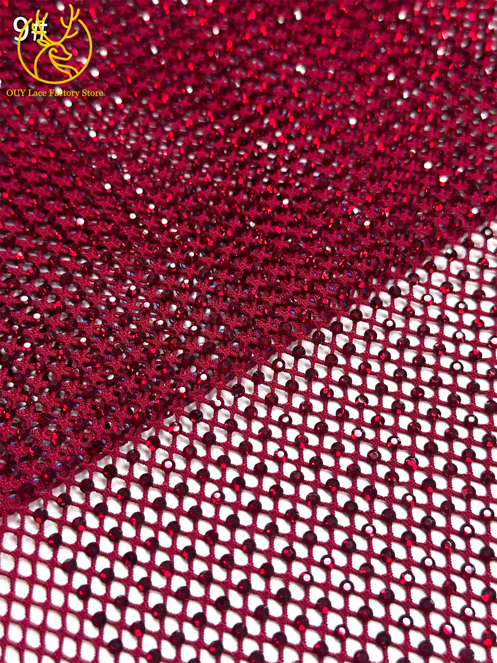 2,5 Yards Hochwertiger Dubai Edelstein-Netzspitzenstoff Hochqualitative Afrikanische Spitze Nigerianischer Steinspitzenstoff für Damen-Abendkleider – Detail 18