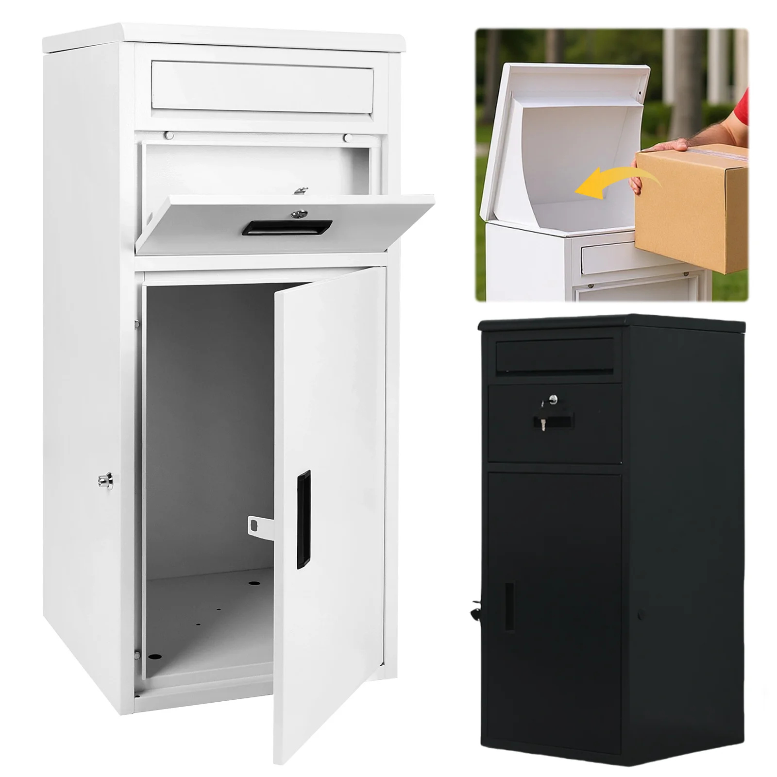 Package Delivery Box with Lockable Secure Anti-Theft Parcel Drop Boxes Rustproof Package Drop Container for Porch House Curbside