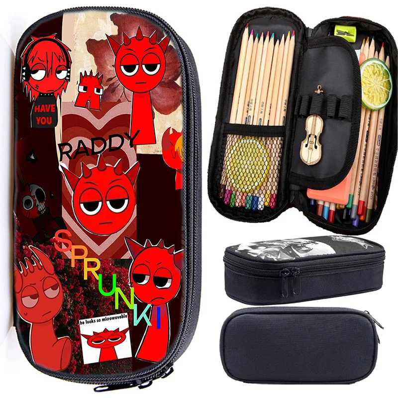 

Sprunki Incredibox Kids крутая сумка для ручек на молнии Mochila Child Sprunki аниме игровой пенал многофункциональный износостойкий оксфордский ящик для ручек