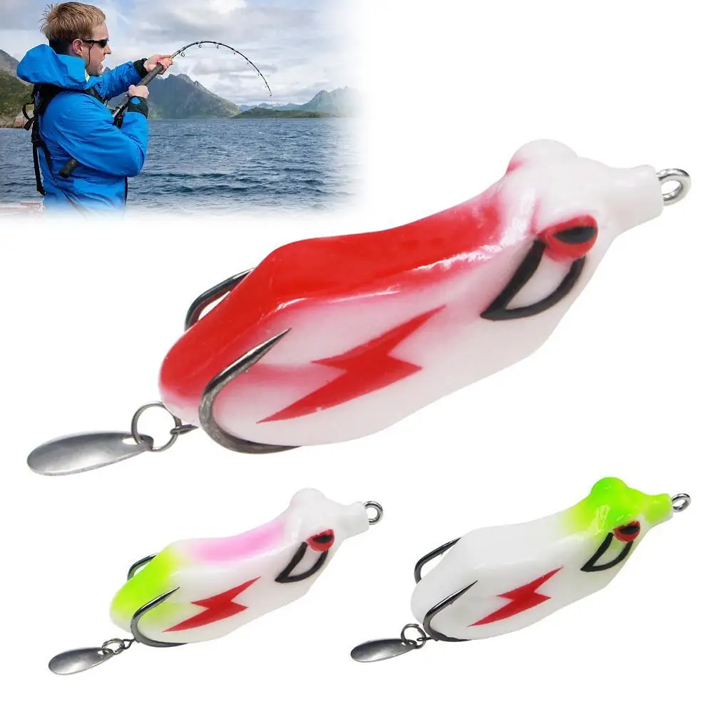 6cm/12.8g Fishing Lure Soft Frog Lure Soft Bait Lure With Blood Trough Hook Plastic Fishing Lure With Fishing Hooks