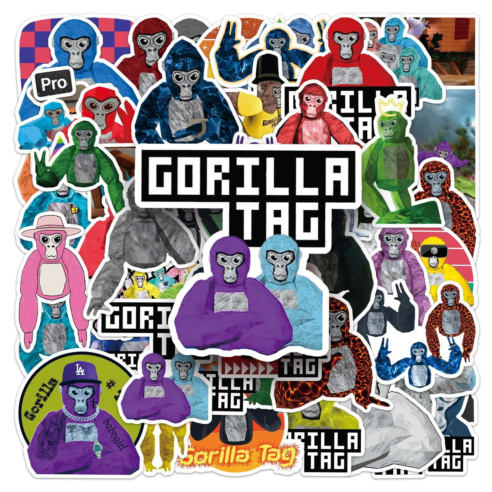 

10/50PCS Gorilla Tag Gorilla VR Game DIY Decorative Guitar Refrigerator Luggage Laptop Waterproof Stickers Kids Toy