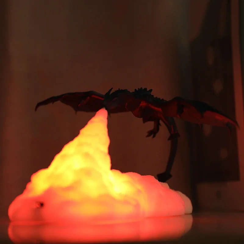 Fire-breathing dragon night table ornament bedroom room decoration mushroom cloud nuclear bomb lamp volcanic magma dra