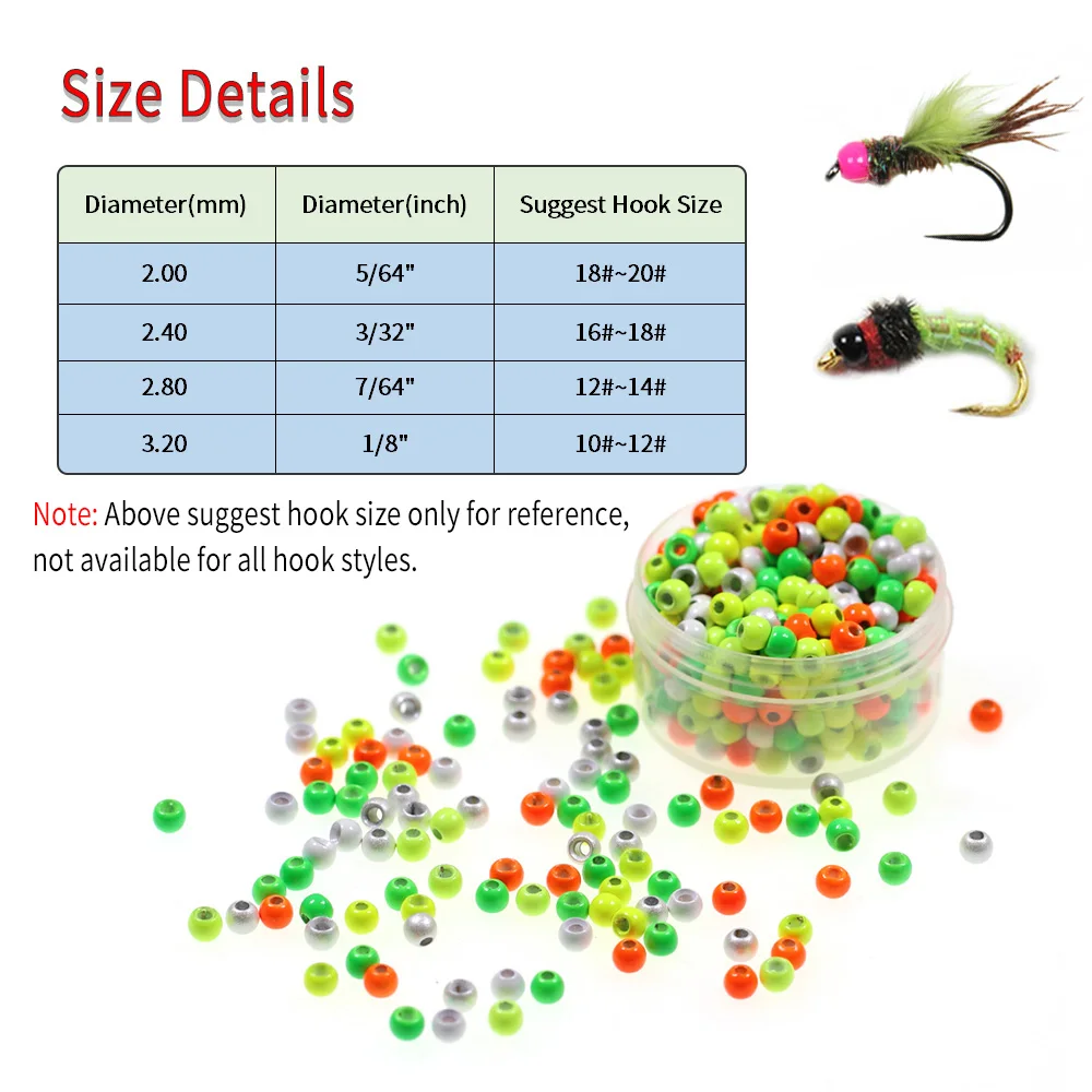 ICERIO Cuentas de latón UV Fluo 2-3,2mm para atar moscas naranja - imagen 2