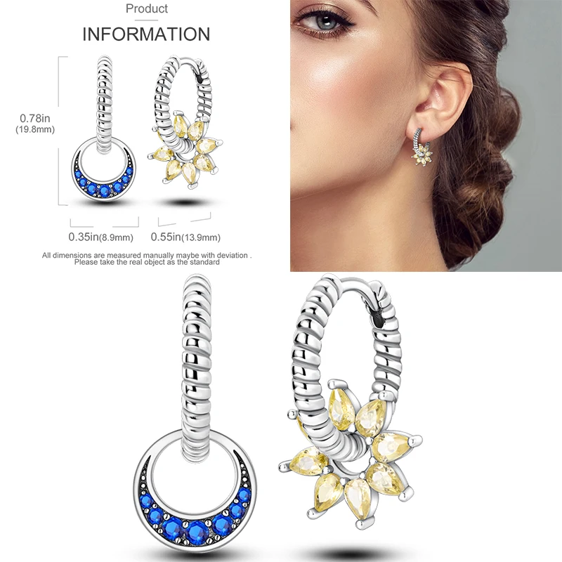 Funkelnde goldene Damen-Creolen aus 925er-Sterlingsilber, Schmetterlings-Ohrringe aus farbigem Zirkonium für Damen, Schmuck, Jahrestagsgeschenk – Detail 10