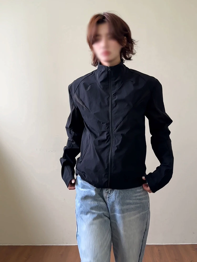 

Мужская летняя легкая быстросохнущая куртка с защитой от солнца, воротником-стойкой, для велоспорта, повседневная, для отдыха