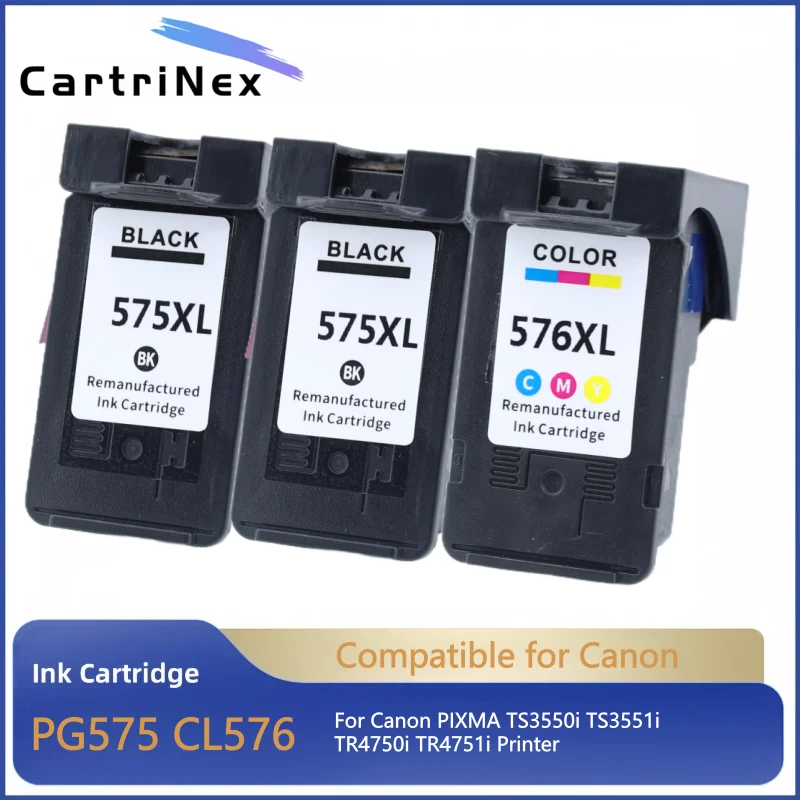 

Compatible 575XL 576XL Ink Cartridge for Canon PG575 CL576 PG-575 CL-576 PIXMA TS3550i TS3551i TR4750i TR4751i Printer