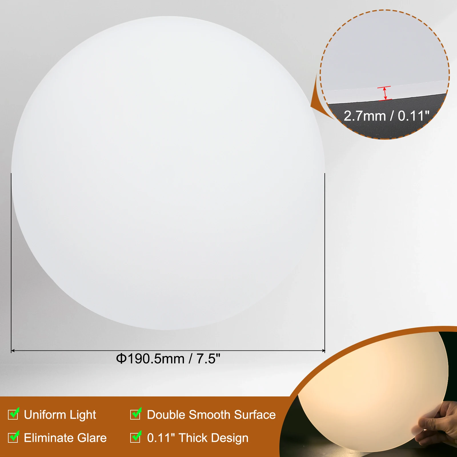 Translucent White Lampshade Diffuser 190.5-381mm Diameter 2.7mm Thick Round Diffuser Sheet for Drum Lampshades Pendants Light