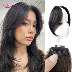 Synthetic False Bangs Hair Extensions Clip In Middle Part French Natural Fake Fringe Hair Piece for Women Side Bangs Fake hair