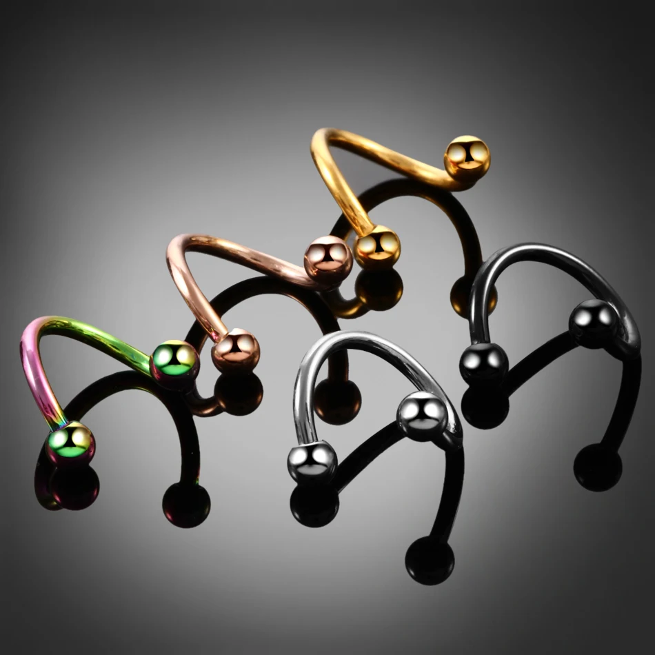1PC Titanium Spiral Twisted Labret Nose Rings Piercing 16G S Shape Ear Cartilage Helix Oreja Piercings Body Accessories Jewelry image 4