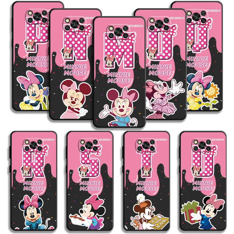 Phone Case For Xiaomi Poco X3 NFC F5 Mi 11T for Huawei P30 P40 for Honor X8a X8 90 for Pixel 7 Disney Pink Letter Minnie Mouse