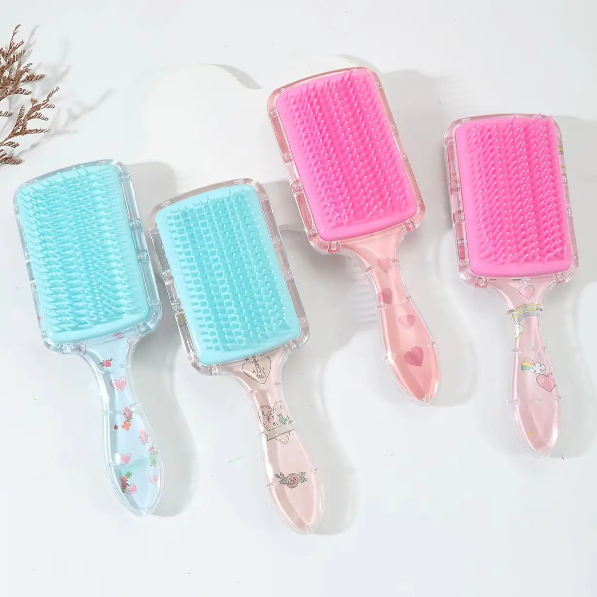 Cartoon transparent square straight hair comb, scalp massage and foam plastic comb For Hair Accessories view 5