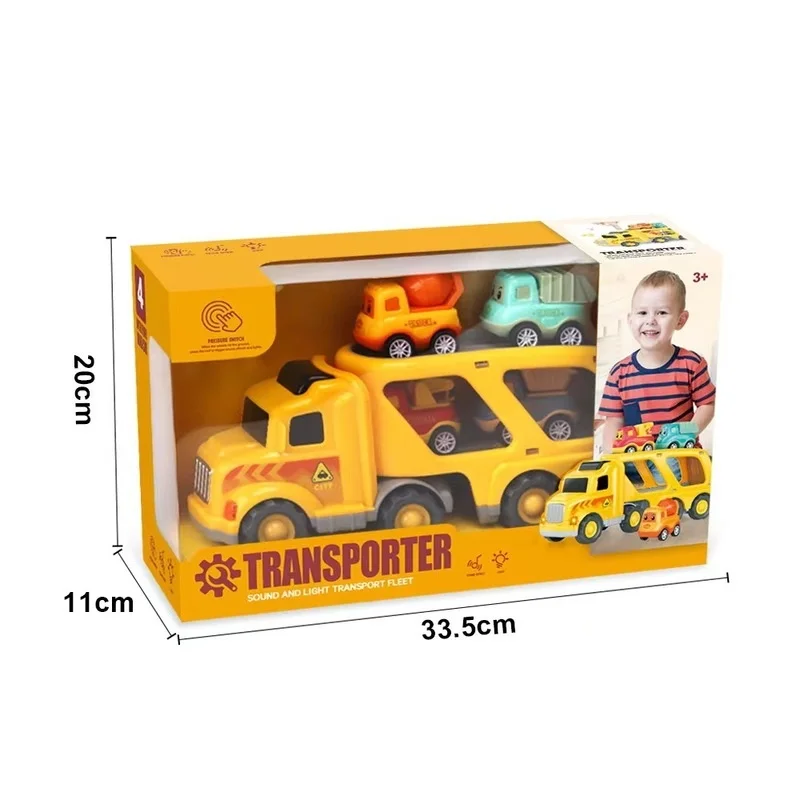Mini carro de brinquedo acústico-óptico pull-back série colorido bonito motorista de engenharia armazenamento de brinquedos carro de transporte favorito das crianças