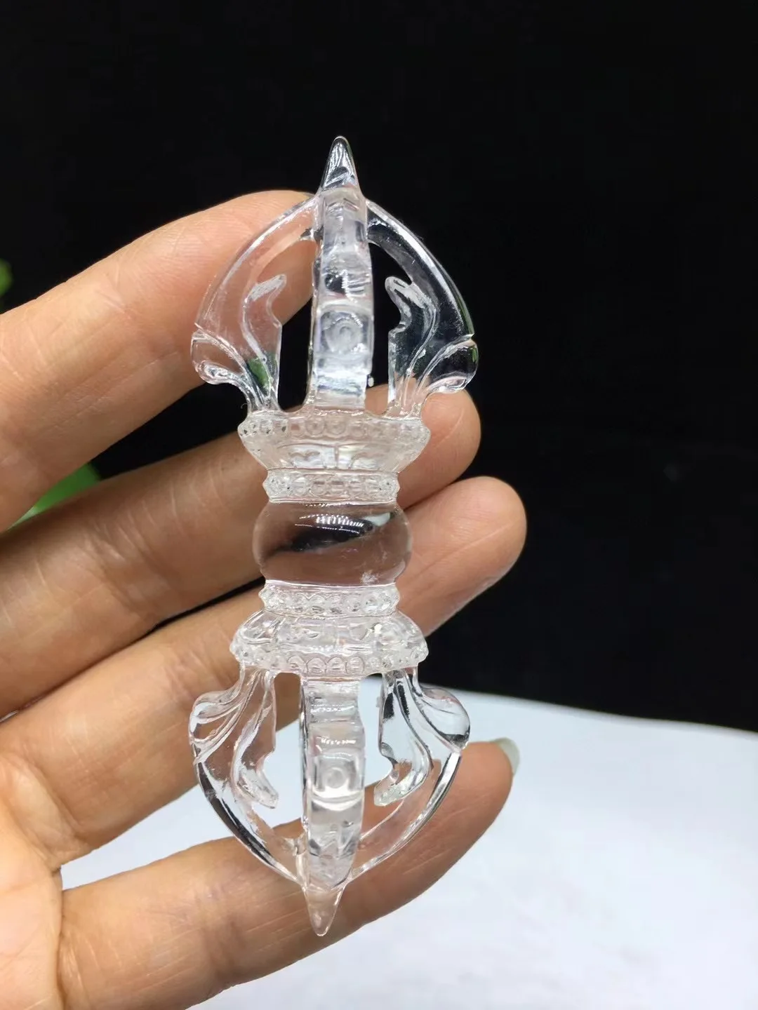 8.3*3cm Natural Clear Quartz Crystals Jewelry Making Vajra Magic Pestle Sculpture Stones Dorje Phurba Decor Wicca Handicraft