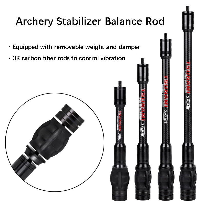 

6/8/10/12 Inches Archery Compound Bow Balance Bar Stabilizer Carbon Fiber Shock Absorber Rod Competition Shooting Accessories