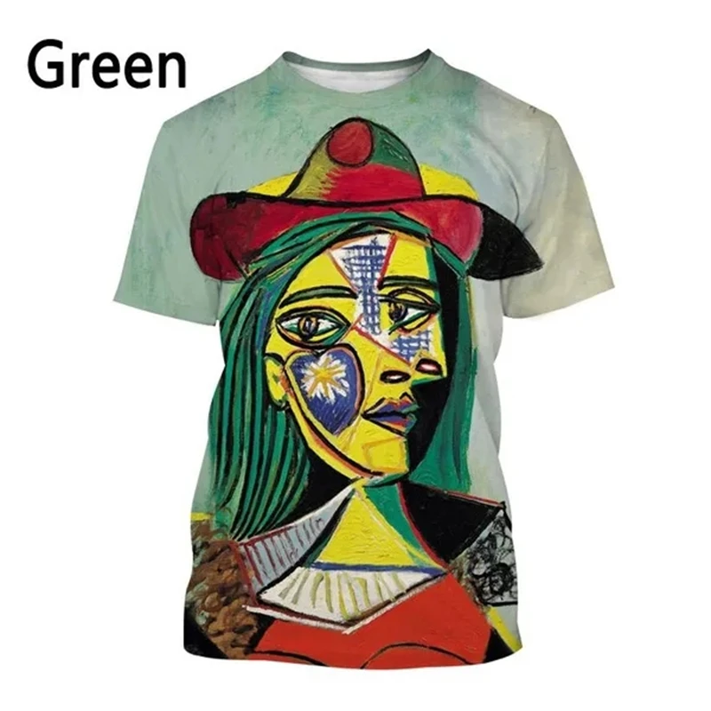 3D Printed T-shirt Pablo Picasso Classic Oil Painting T Shirts Men\'s And Women\'s Clothing Summer Casual Short-sleeved Tops Tees