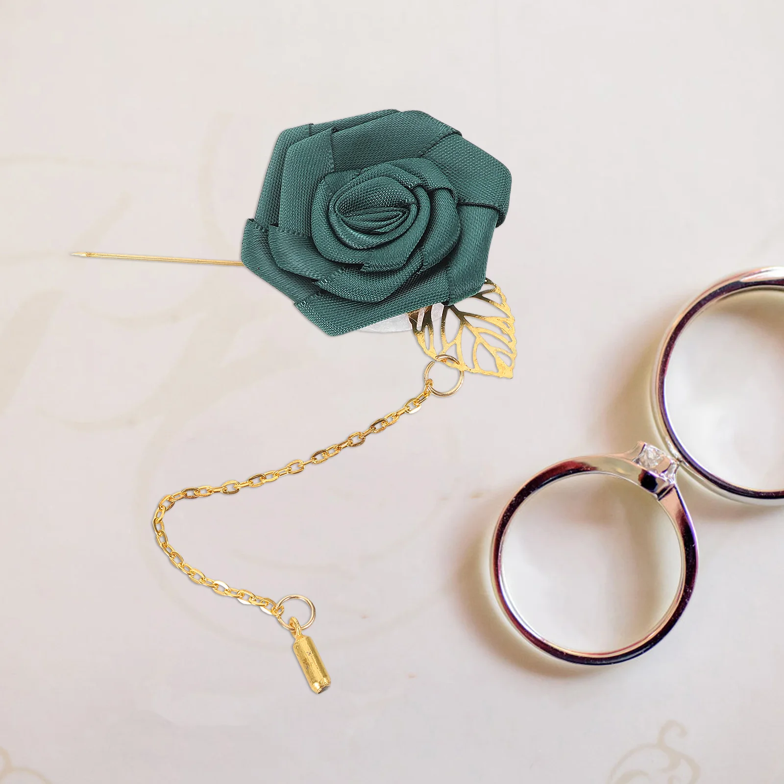 

8pcs Golden Leaf Rose Brooch Pin Elegant Wedding Corsage Boutonniere for Women Bridesmaid Party Formal Events Small Artificial