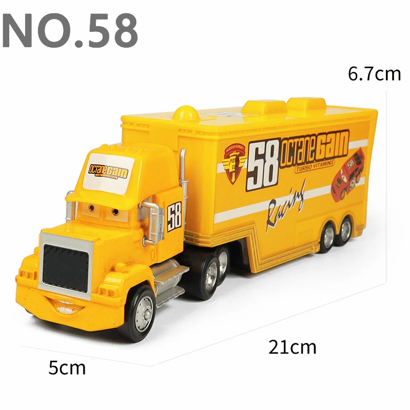 Pixar Cars Greg Candyman's Hauler Modellauto Anime-Figur Mack Container Trucks Semi-Hauler Dinoco Racing Spielzeug Kindergeschenke – Detail 35