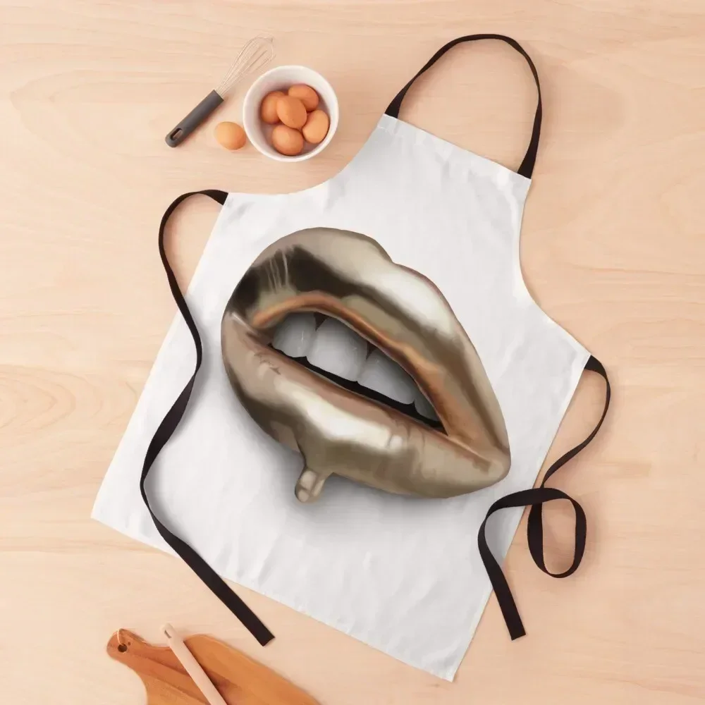 

Gold Dripping Lips Apron men Nursing Kitchens Accessories manicurist Apron