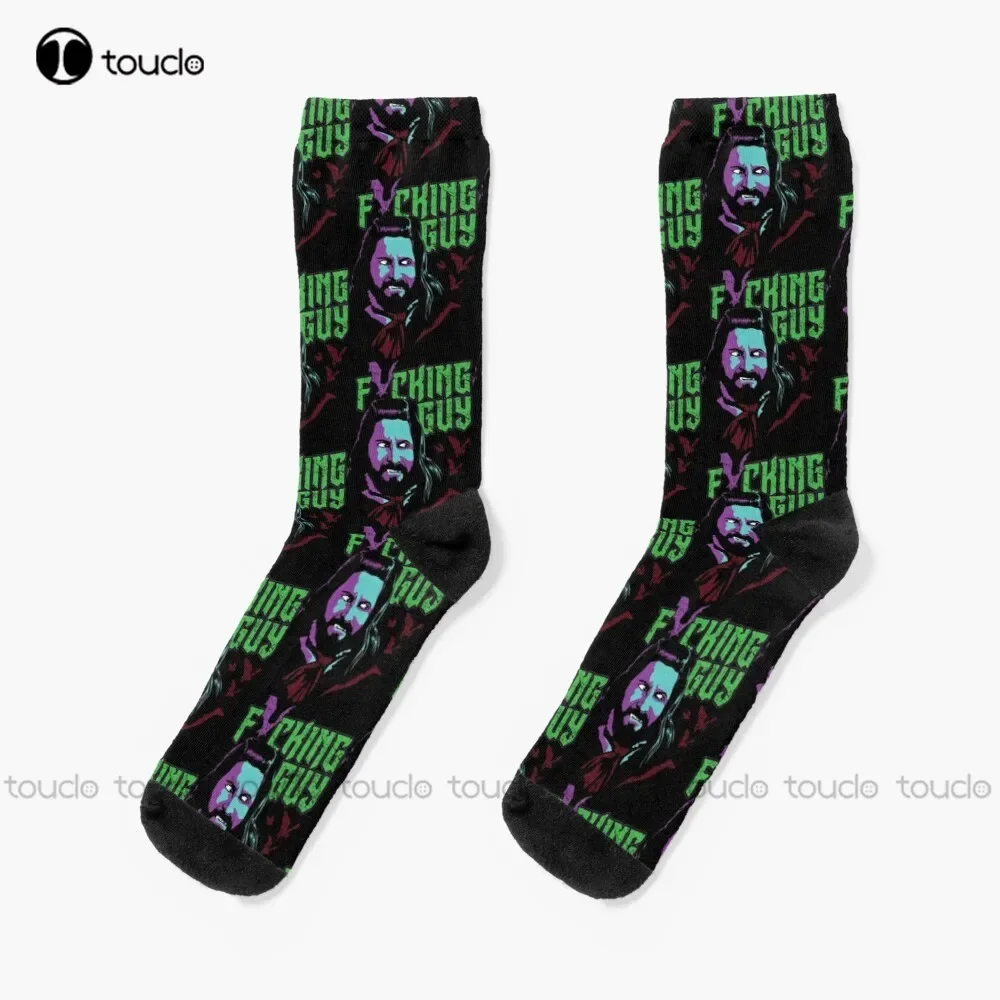 Fricking Guy Socks What We Do In The Shadows ホワイト サッカー ソックス メンズ ストリート スケートボード ソックス カスタム ギフト ストリート スケートボード ソックス