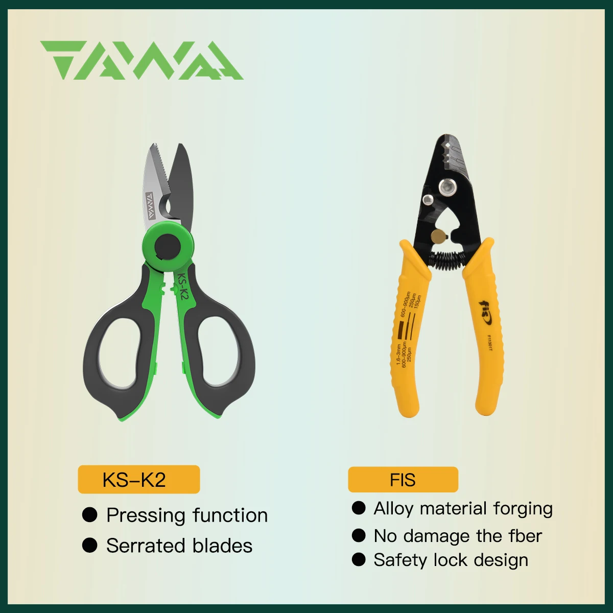 

Handheld TAWAA KS-K2 Fiber Optic Kevlar Scissors Fiber Optic Kevalr Cutter Stainless Steel Scissors with 3 Holes Fiber Stripper