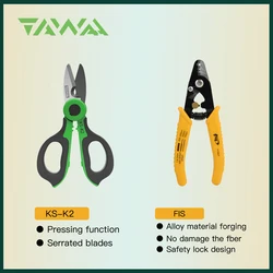 TAWAA KS-K2-Tijeras de Kevlar de fibra óptica de mano, cortador Kevalr de fibra óptica, tijeras de acero inoxidable con 3 agujeros, pelacables