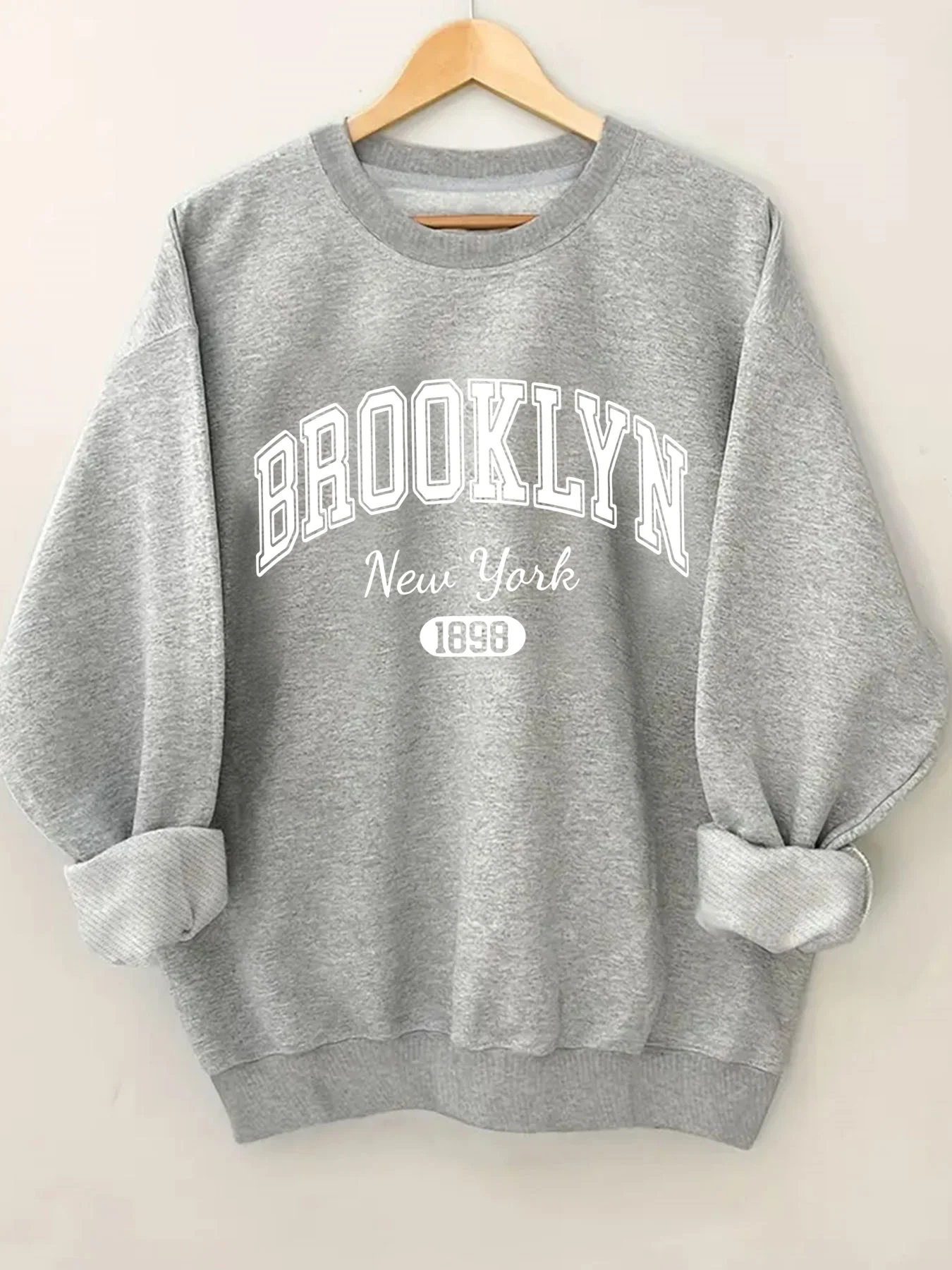 

Модная женская толстовка с круглым вырезом и буквенным принтом, стильная повседневная уличная одежда