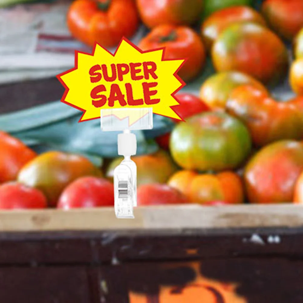 25pcs Advertising Clip Transparent Acrylic Double Display Label Sign Holder Price Tag Merchandise Folder Easy Install