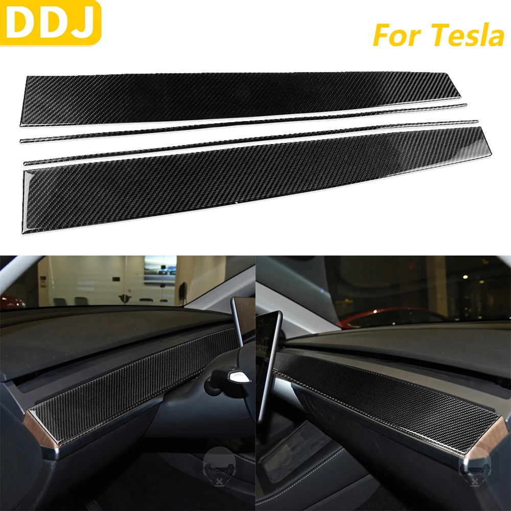 

For Tesla Model Y 2020-2024 Model 3 2017-2022 Carbon Fiber Center Dashboard Panel Trim Cover Car Accessories Interior Sticker