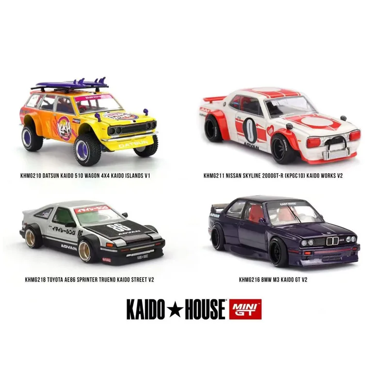 MINIGT 1:64 Kaido House Datsan 510 Wagon/Toyota Toyota AE86/BMW M3 E30/Nissan Skyline 2000GT-R KPGC10 Alloy Car Model