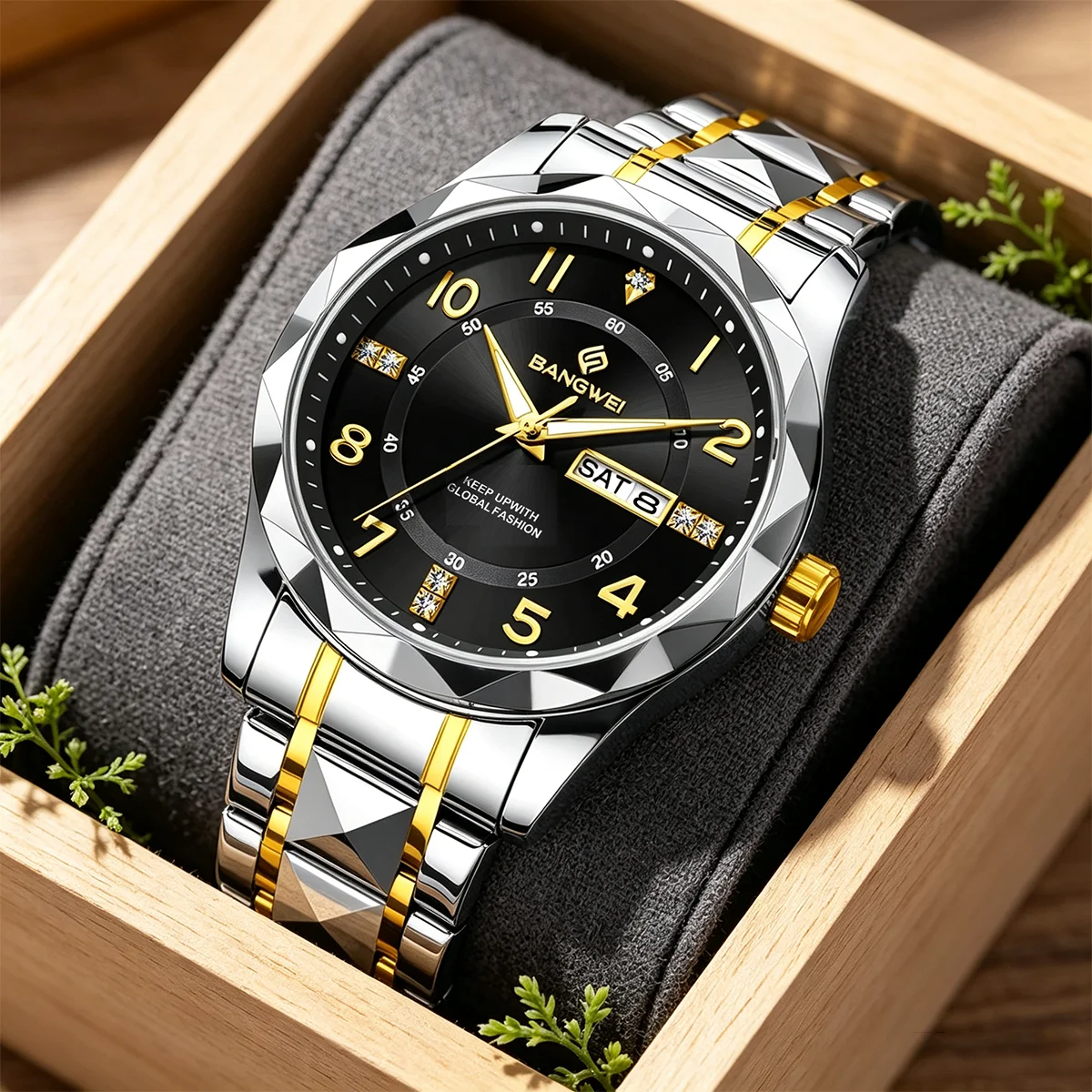 BANGWEI Fashion Men's Watches Luxury Quartz Wristwatch Waterproof Luminous Casual Watches Gift For Men Relogio Masculino+BOX