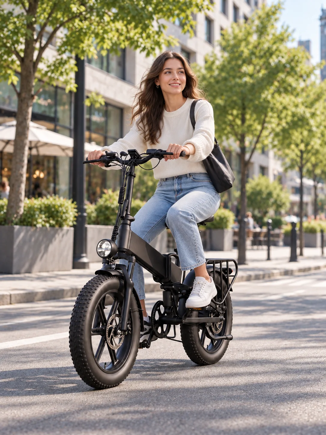 TODIMART JSL036C Faltbares E-Bike für Erwachsene 120KM Reichweite 48V 18Ah Akku 20×4.0 Zoll Fat Tires Hydraulische Bremsen 7-Gang Vorderradfederung City All-Terrain Elektrofahrrad