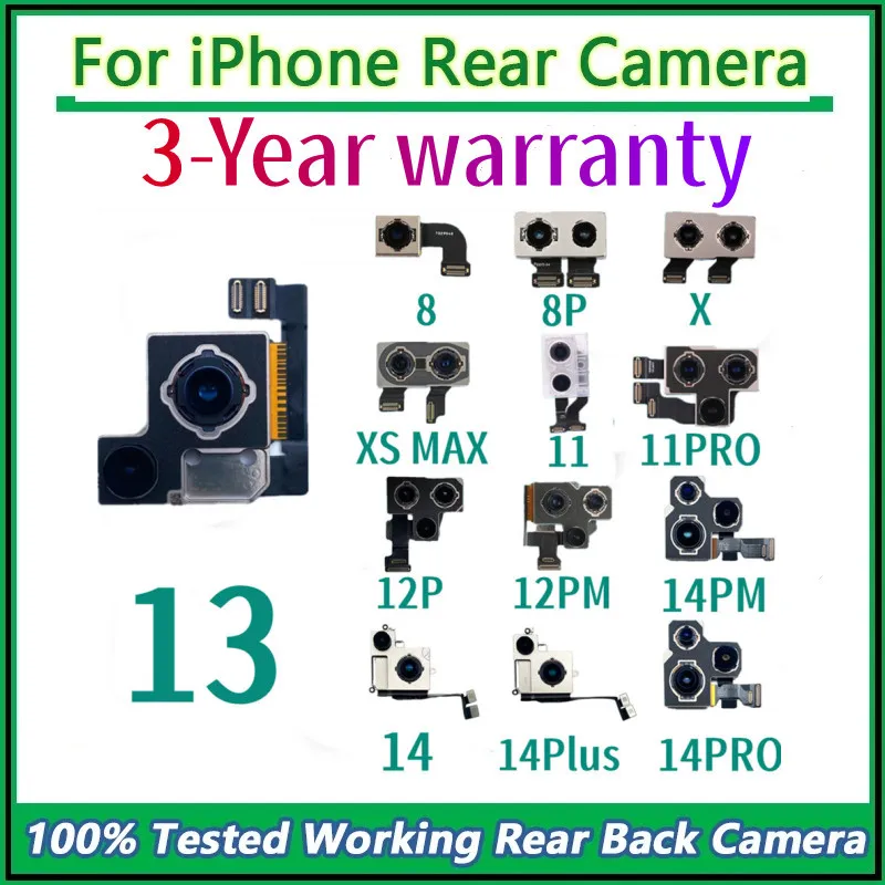 

OEM Quality Rear Camera For iPhone 14pro max 13 11 Pro Max 14 Plus 12 XS XR XS MAX X Large Flex Cable Fix Repair Replacement