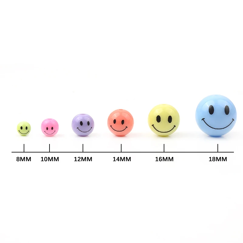 8/10/12/14/16/18mm Smile Mix Colors Acrylic Porcelain Bead For Jewelry Making Part Accessories Ceramic