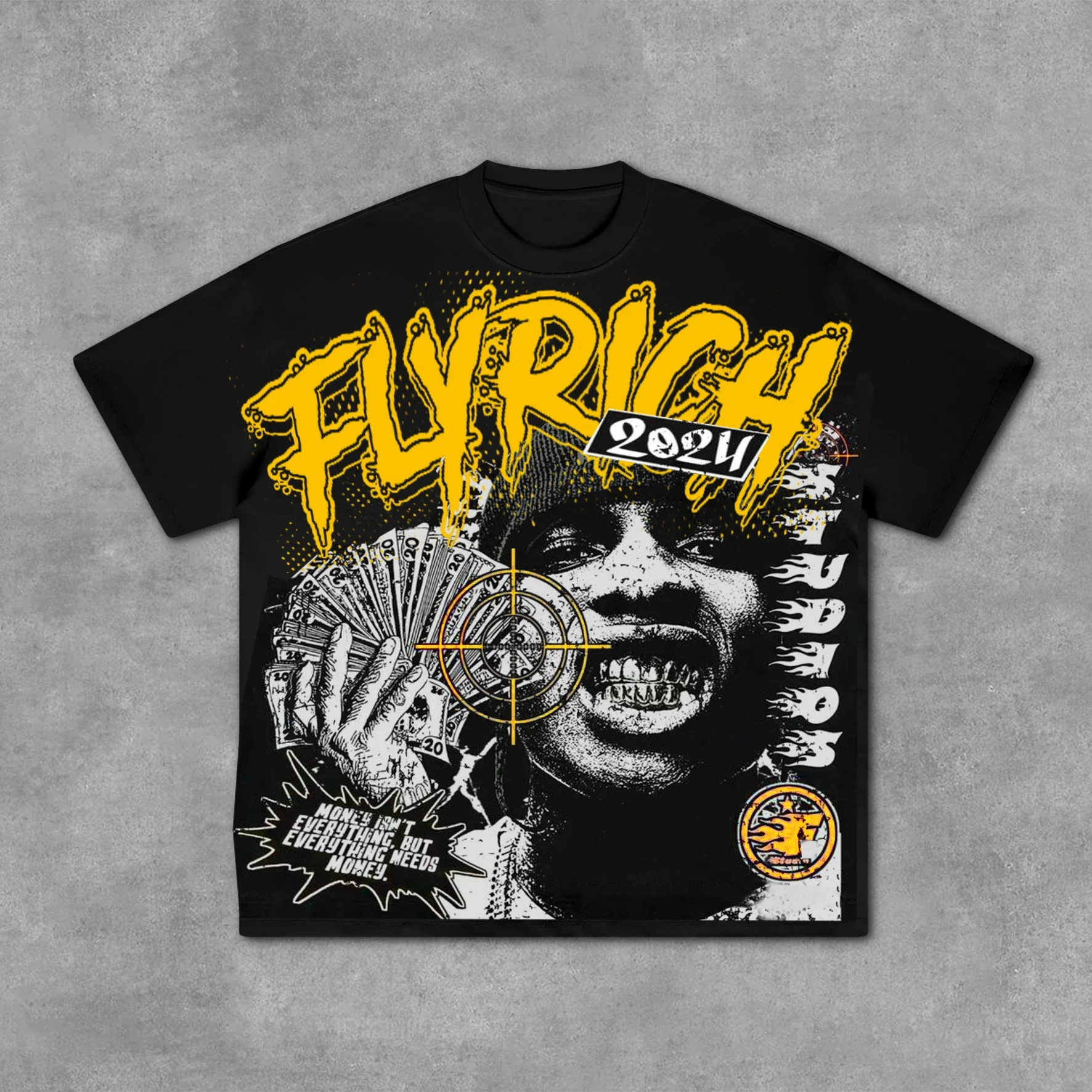 Fly Rich Abstract Menselijk Gezicht Grafische Print T-shirt Mannen Y2K Zomer Korte Mouwen Oversize T-shirt Streetwear Vrouwen Tee Tops