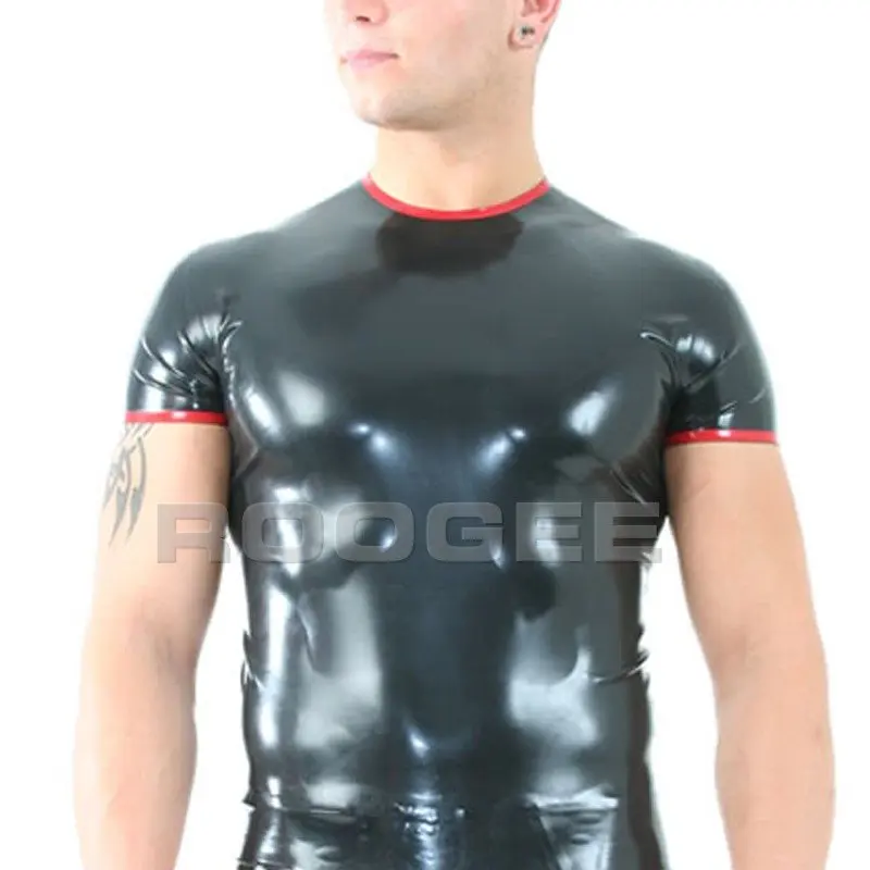 

Men's rubber latex tights tee shirt T-shirt costume 10pcs/lot whole sales provide mix color and size